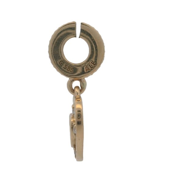 Retired Pandora Rare 14kt Yellow Gold CZ Romantic Heart Dangle Charm - Picture 5 of 5